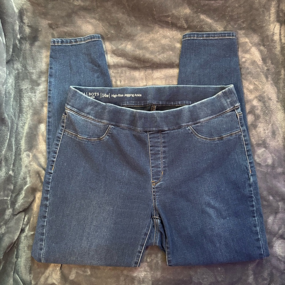 Talbots High Rise Jegging size 14W plus size Ankle Blue Jeans
